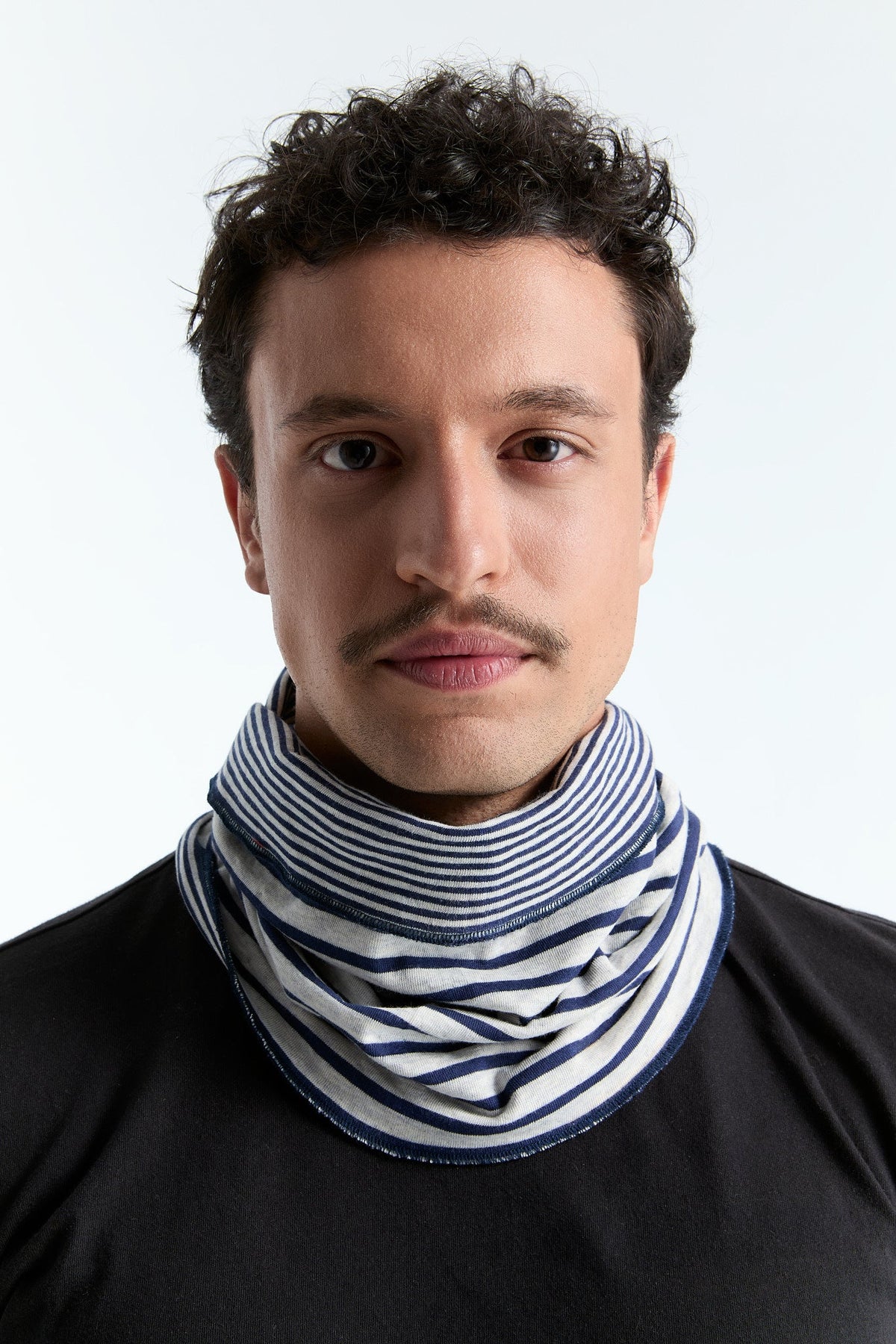 Unisex Reversible Scarf, Marine Blue / Beige — Leela Cotton