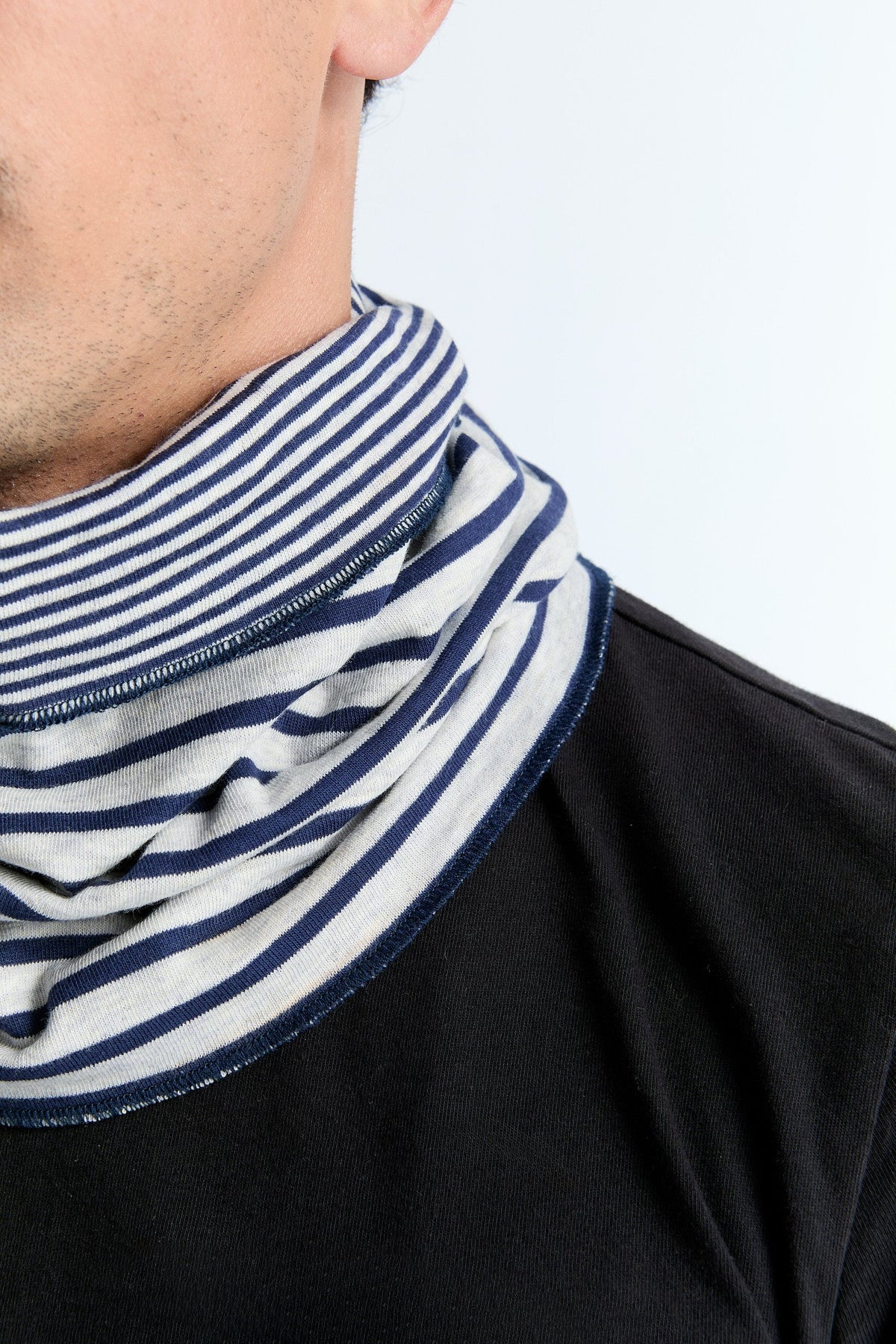 Unisex Reversible Scarf, Marine Blue / Beige — Leela Cotton, view 2