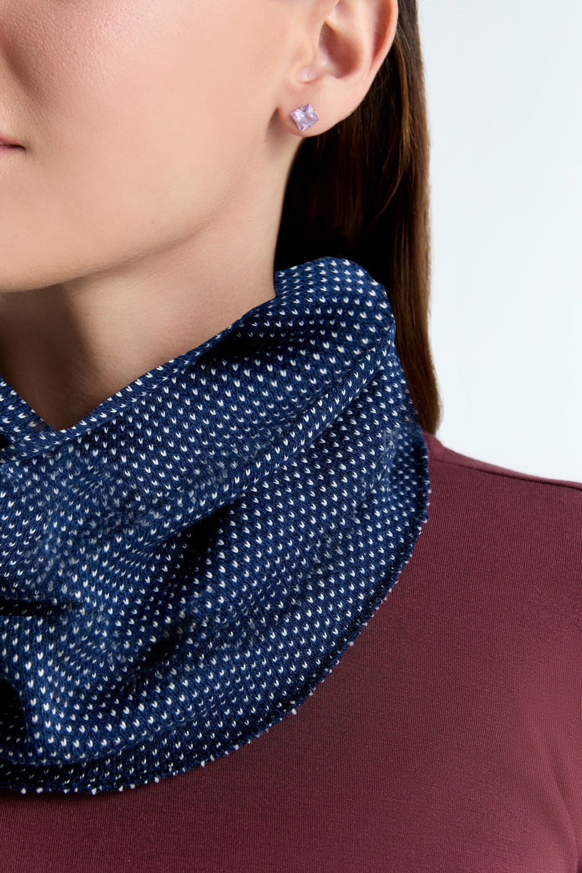 Unisex Snood with Honeycomb, Indigo / Natural White — Leela Cotton, view 2