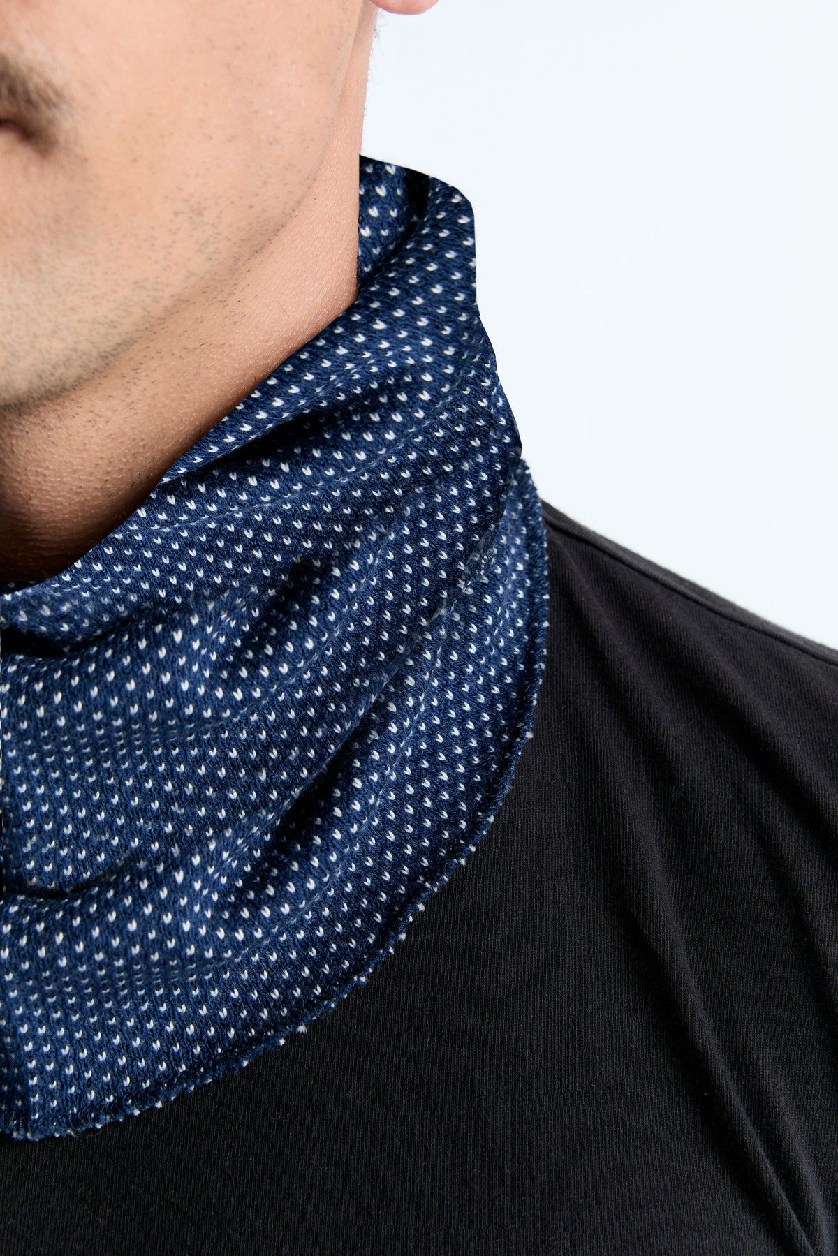 Unisex Snood with Honeycomb, Indigo / Natural White — Leela Cotton, view 4