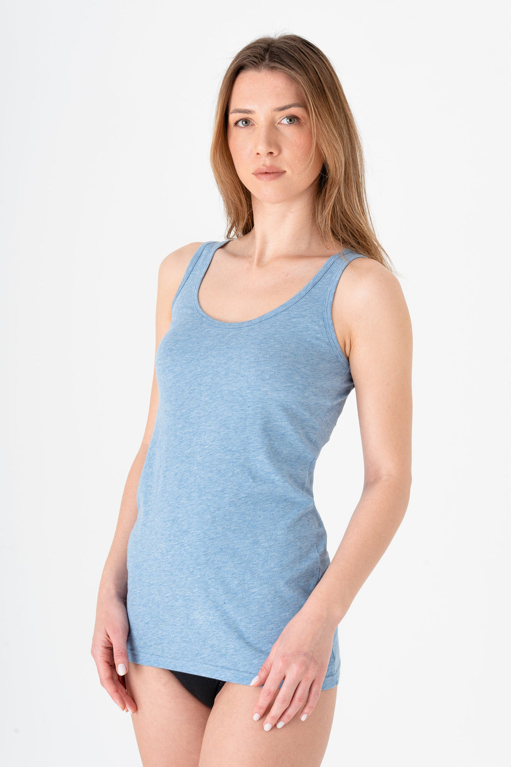 Women's Vest Top, Denim Blue Melange