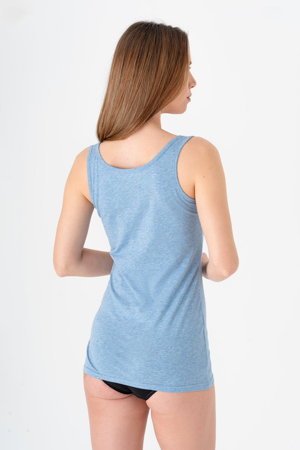 Women's Vest Top, Denim Blue Melange