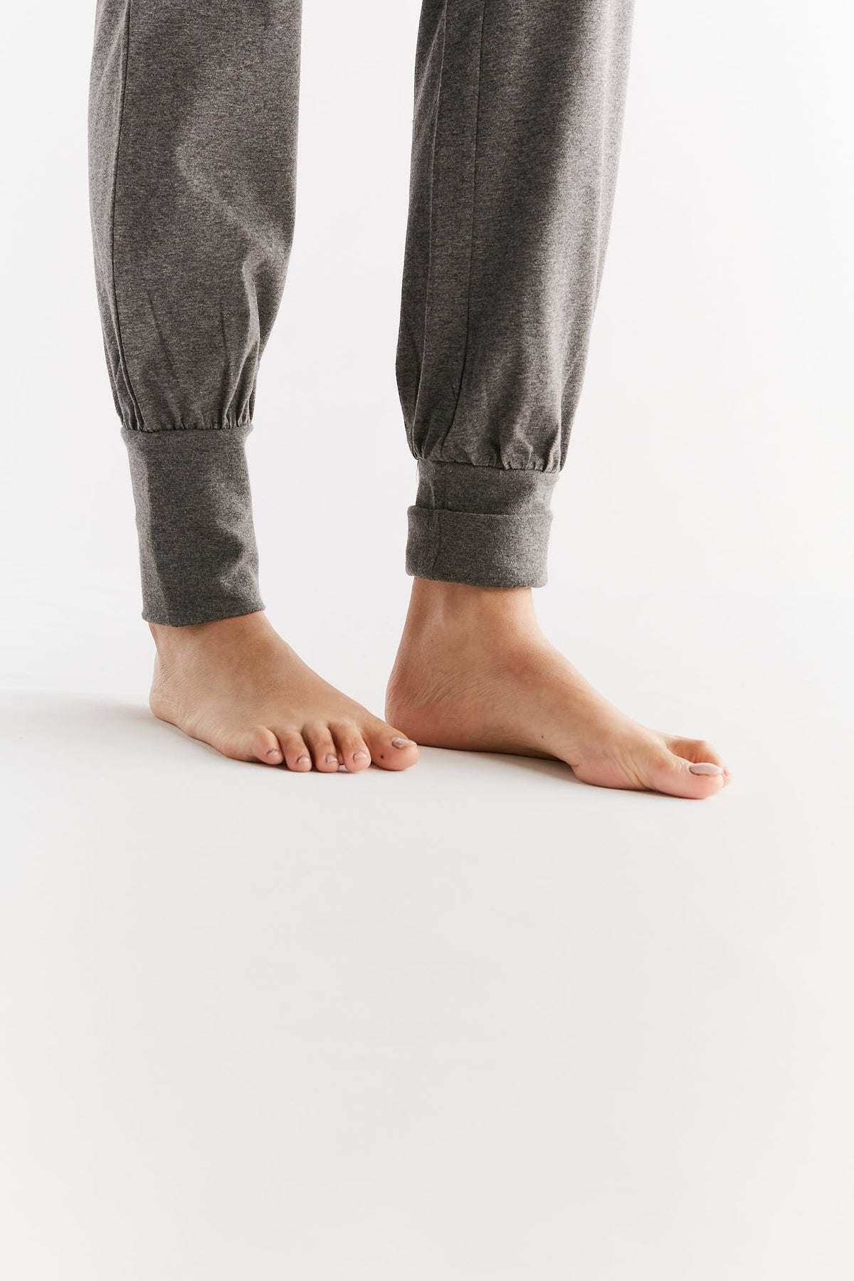 Women's Yoga Trousers with Fold-Over Waistband, Anthracite - Melange