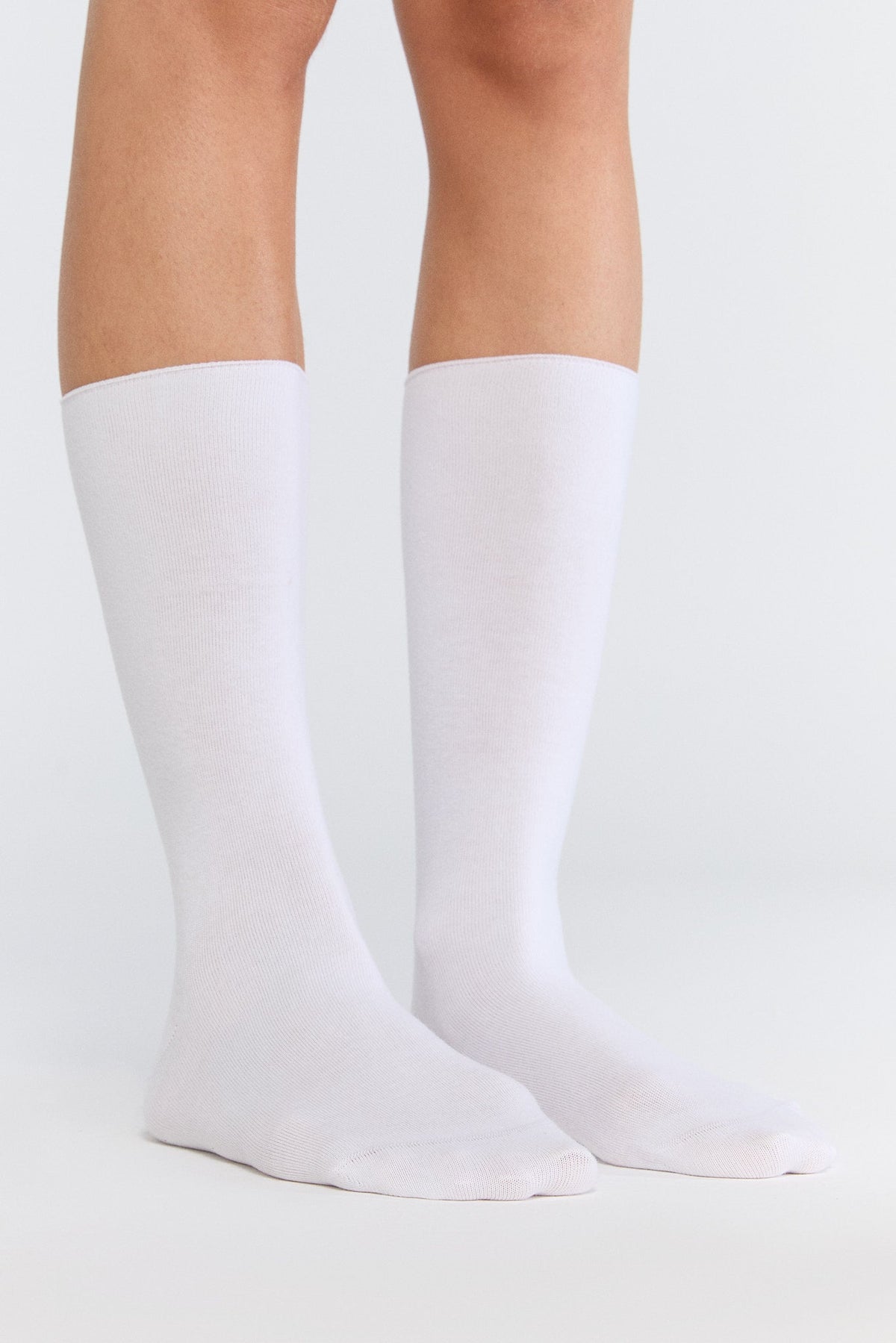 Socks with Rolled Edge, Natural White (6-Pack)