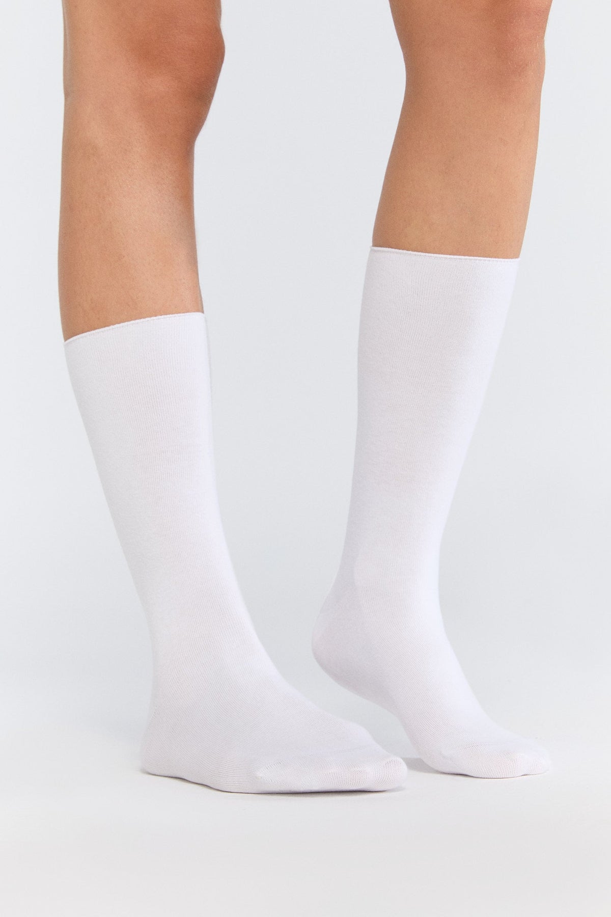 Socks with Rolled Edge, Natural White (6-Pack)