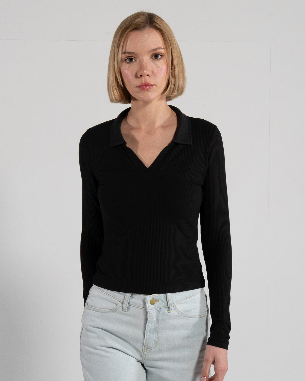 Women's Long Sleeve Blouse, Black — GORG