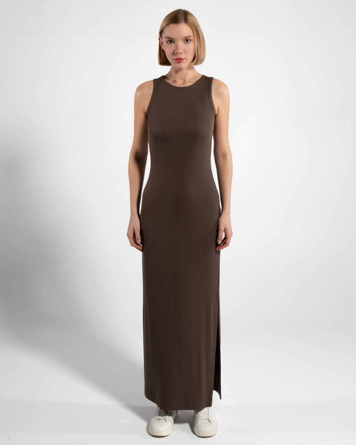 Sleeveless Maxi Dress, Olive Brown — GORG