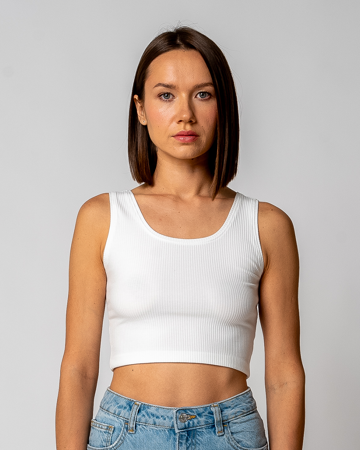 Women's Ribbed Cropped TOP, White — GORG