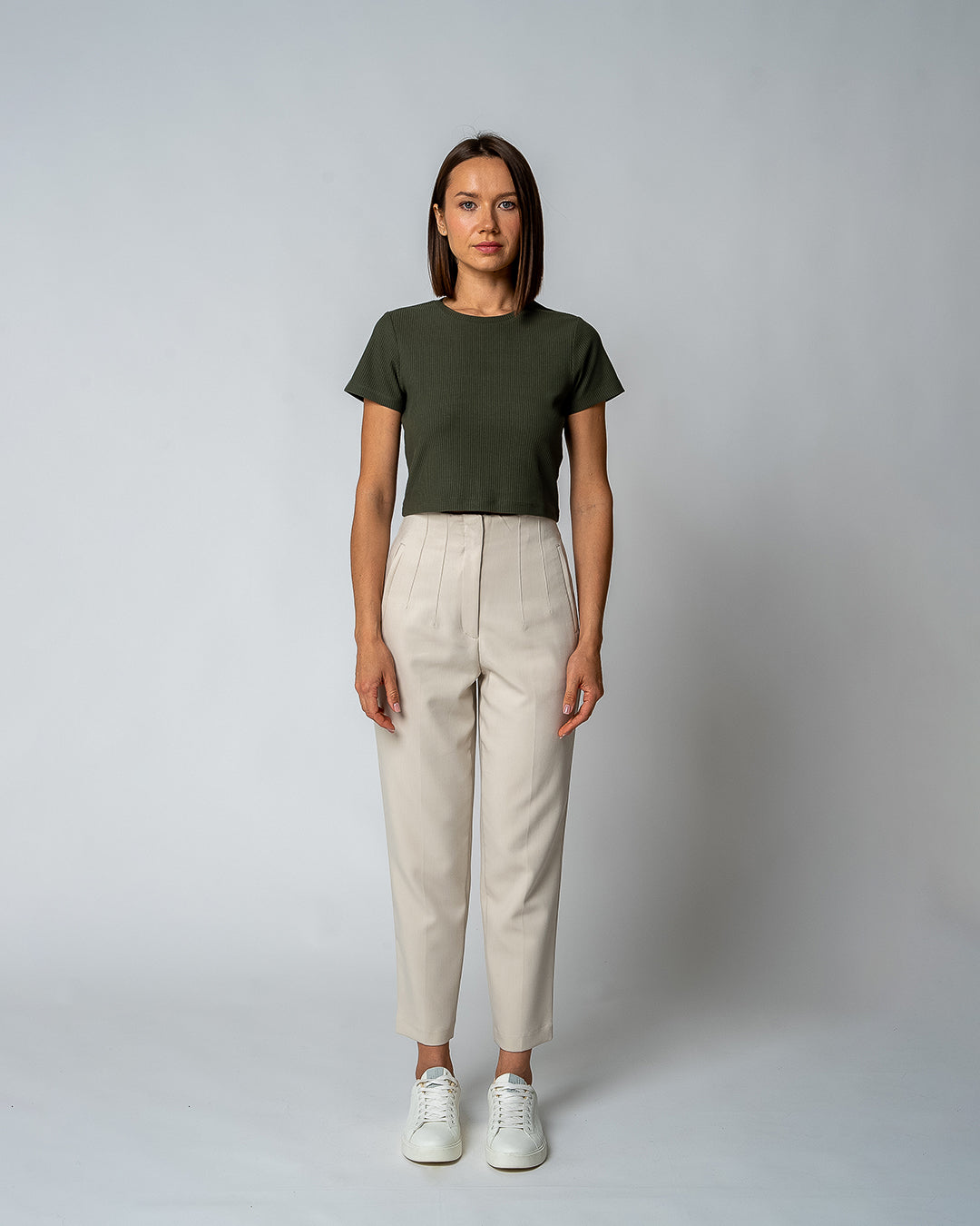 Women's Ribbed Cropped T-Shirt, Vine Leaf — GORG, view 4