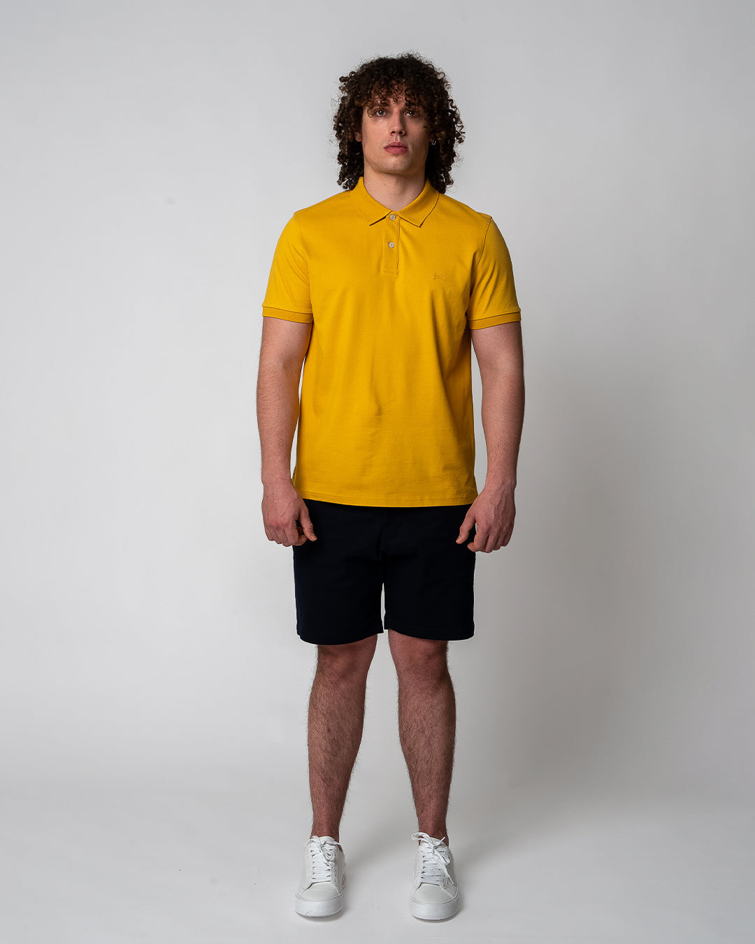 Men's Polo-T-Shirt, Yolk Yellow — GORG, view 5
