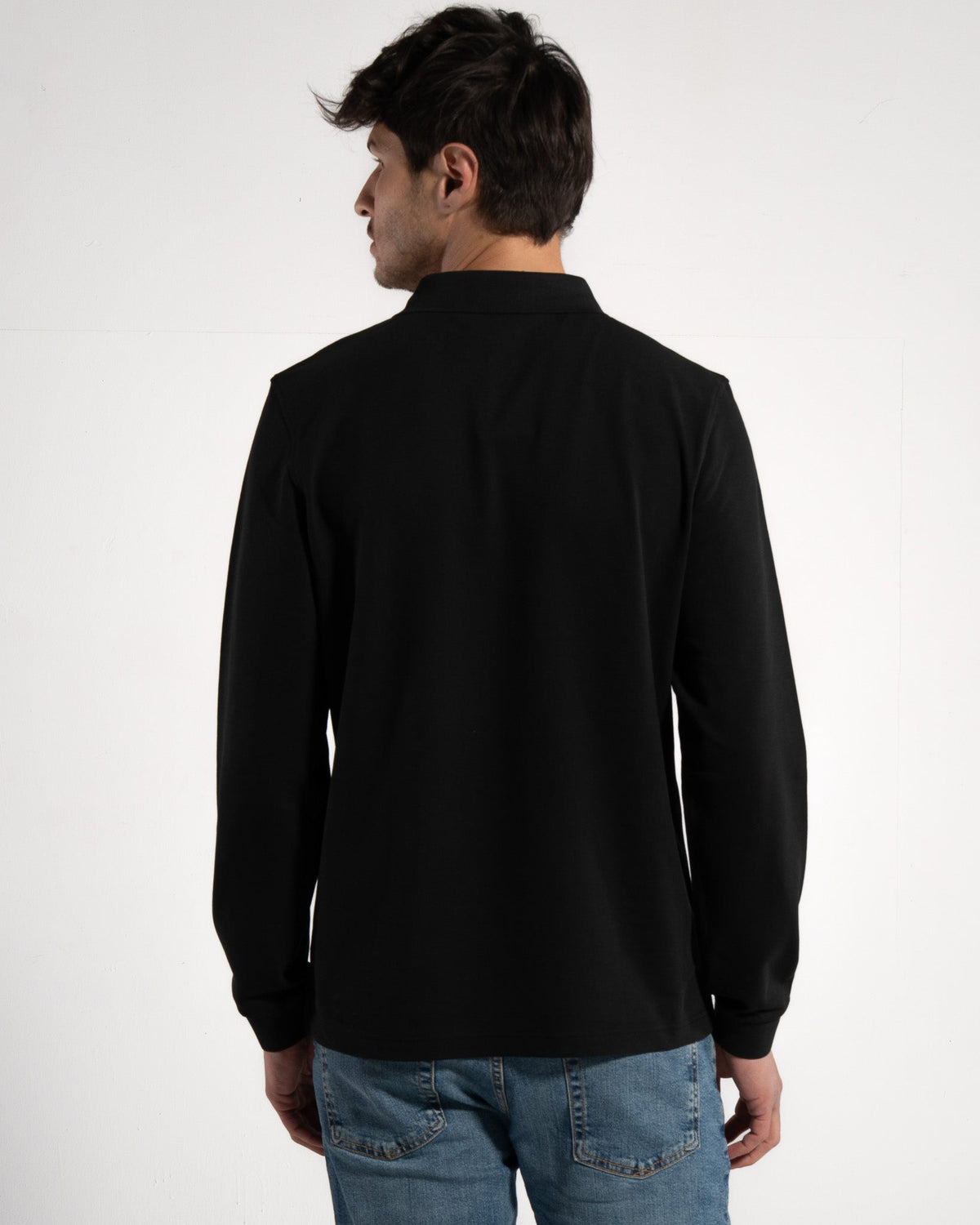 Men's Long Sleeve Polo Shirt, Black — GORG, view 2