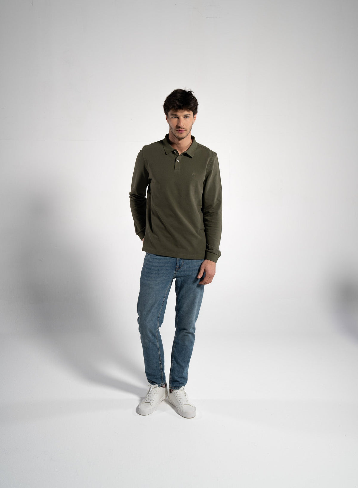 Men's Long Sleeve Polo Shirt, Vine Leaf — GORG, view 5