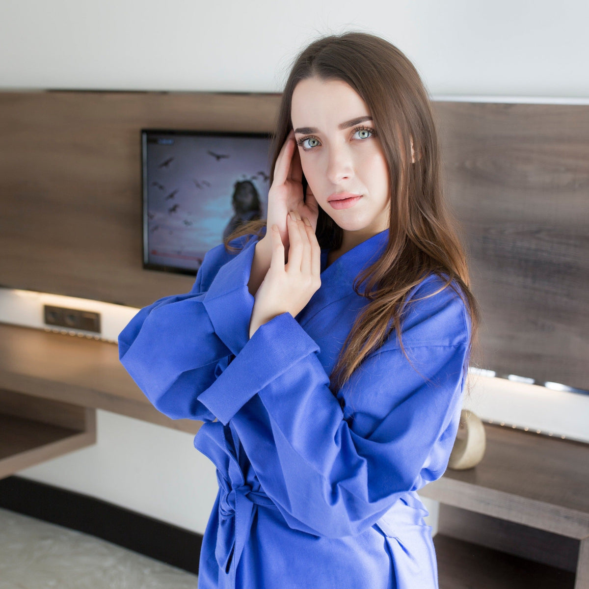 Kimono Dressing Gown - Royal Blue