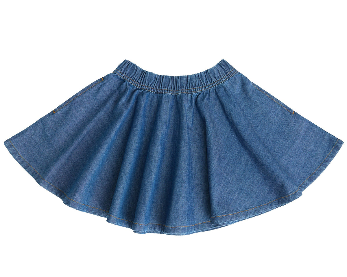 Kids Denim Skirt, Crystal Blue — Evermind