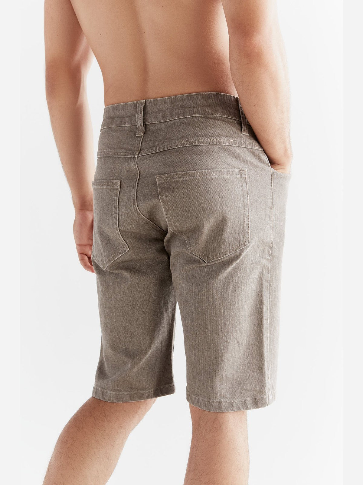 Men's Denim Shorts in Tone Wash, Pebble — Evermind, view 3