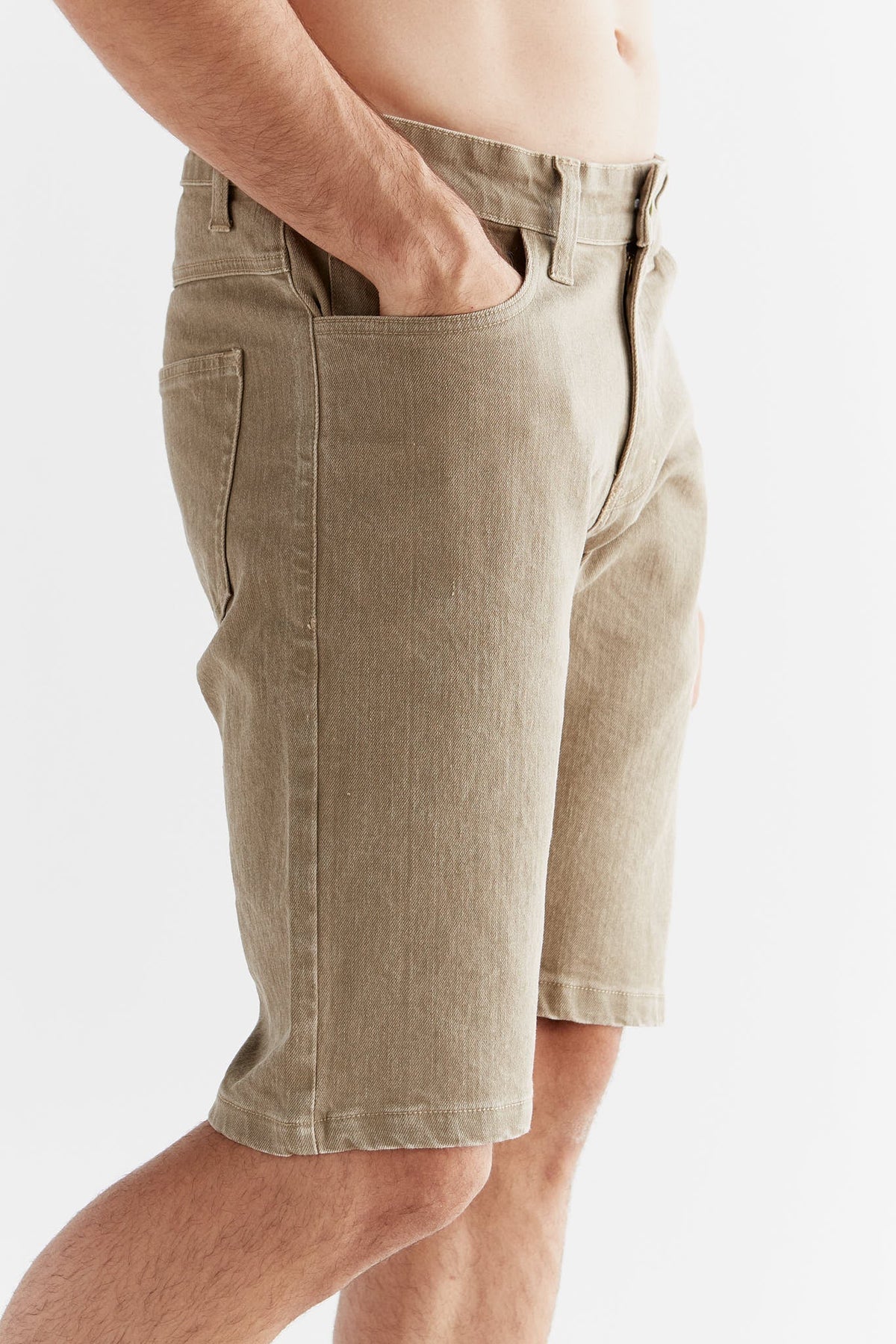 Men's Denim Shorts in Tone Wash, Caribe — Evermind, view 3