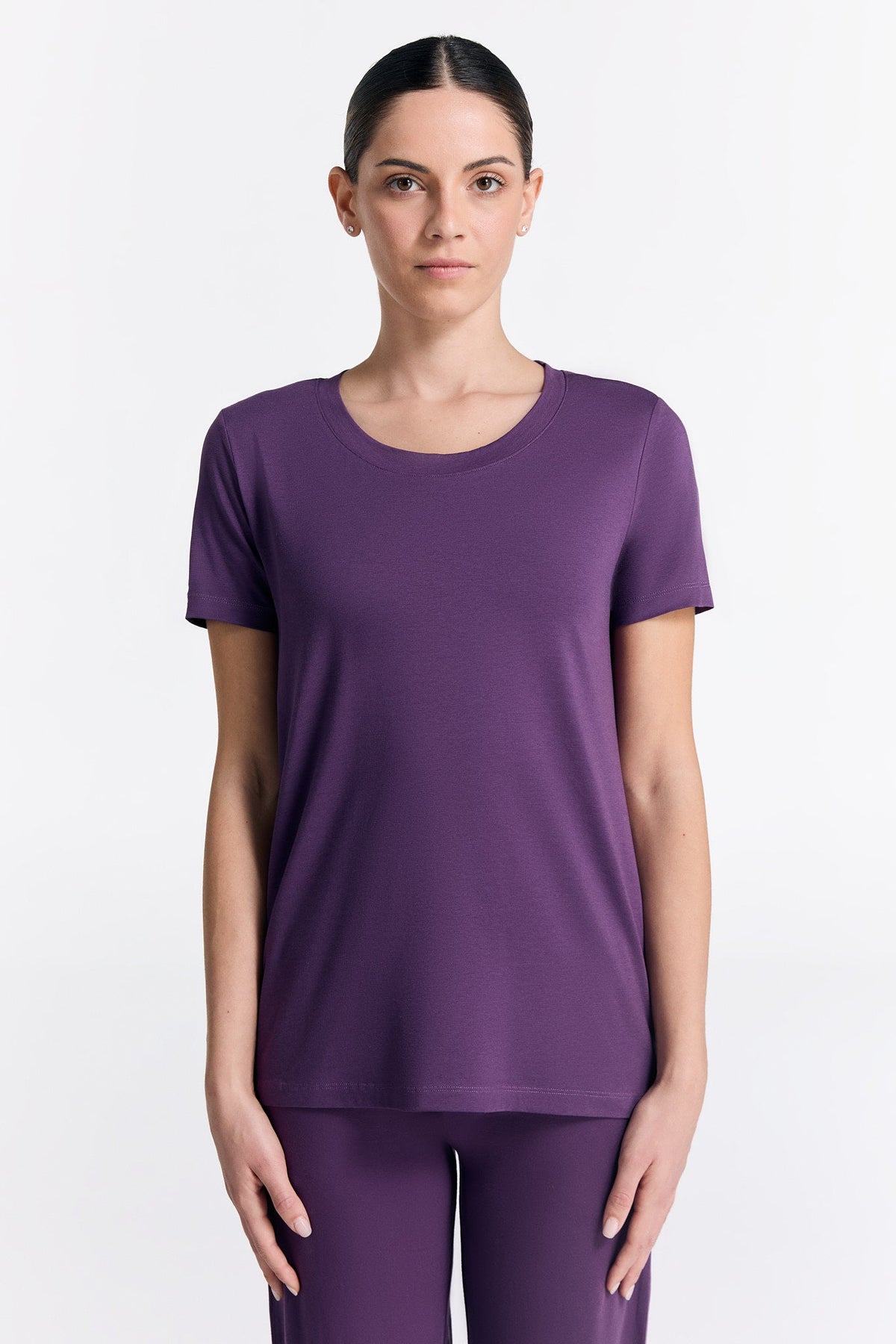 TENCEL™ Active Women's Short Sleeve Top, Wineberry — True North, view 2