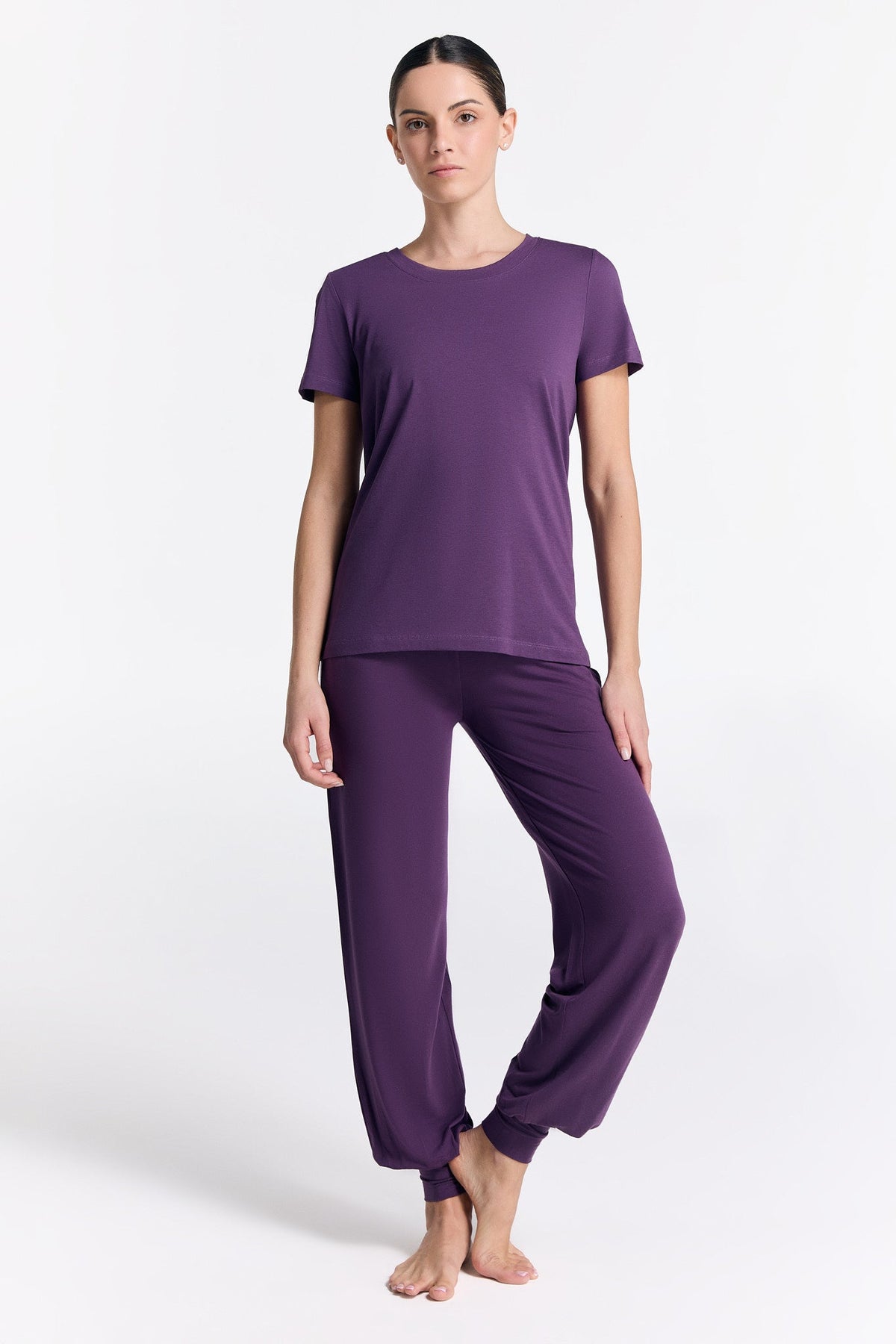 TENCEL™ Yoga Trousers, Wineberry — True North, view 4