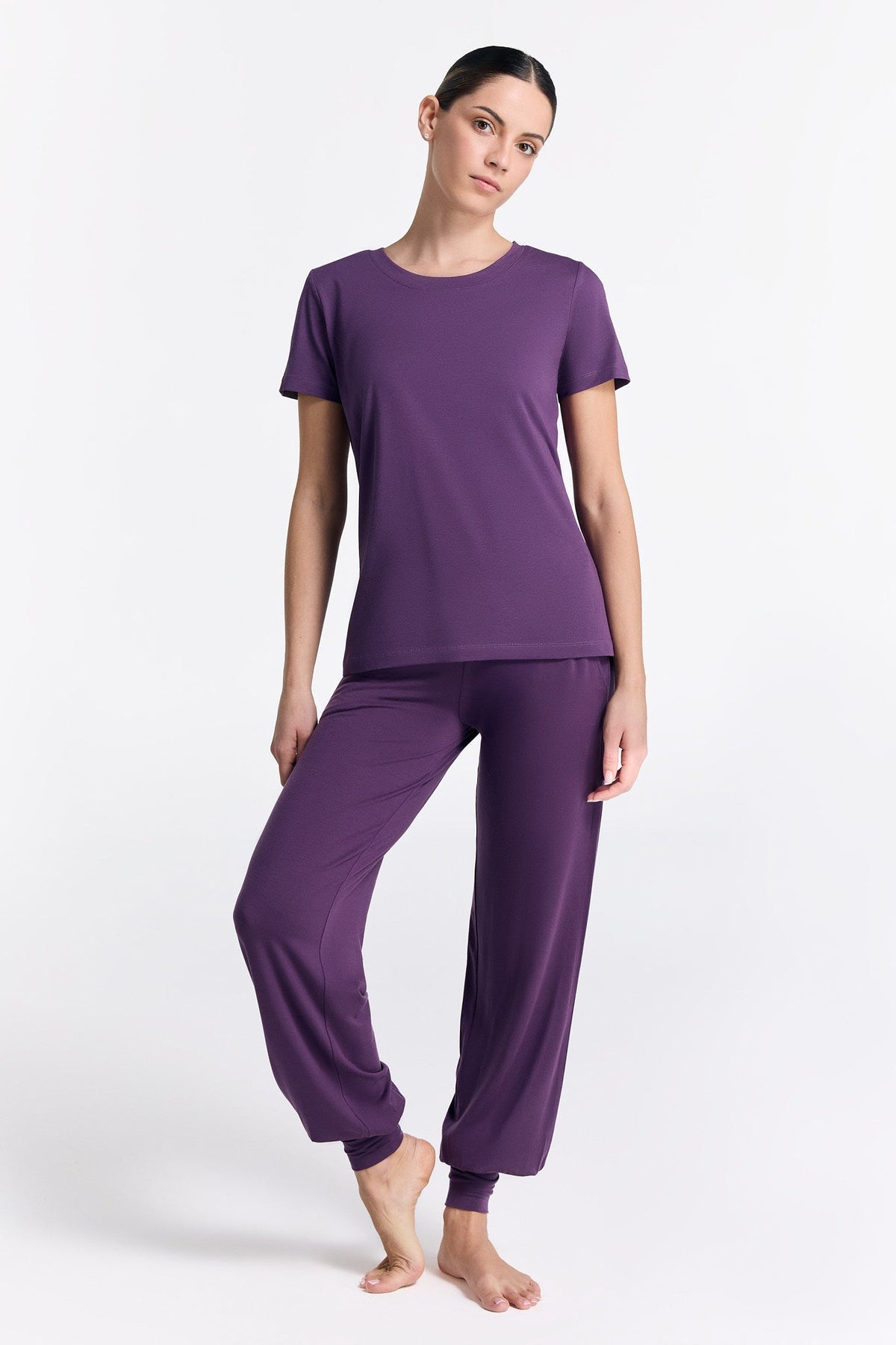 TENCEL™ Yoga Trousers, Wineberry — True North, view 5