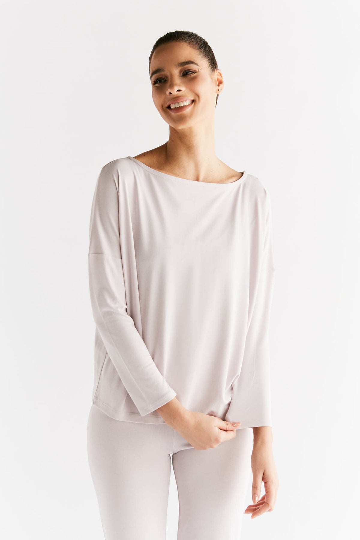 TENCEL™ Active Women's Yoga Long Sleeve Top, Lilac Marble — True North, view 2