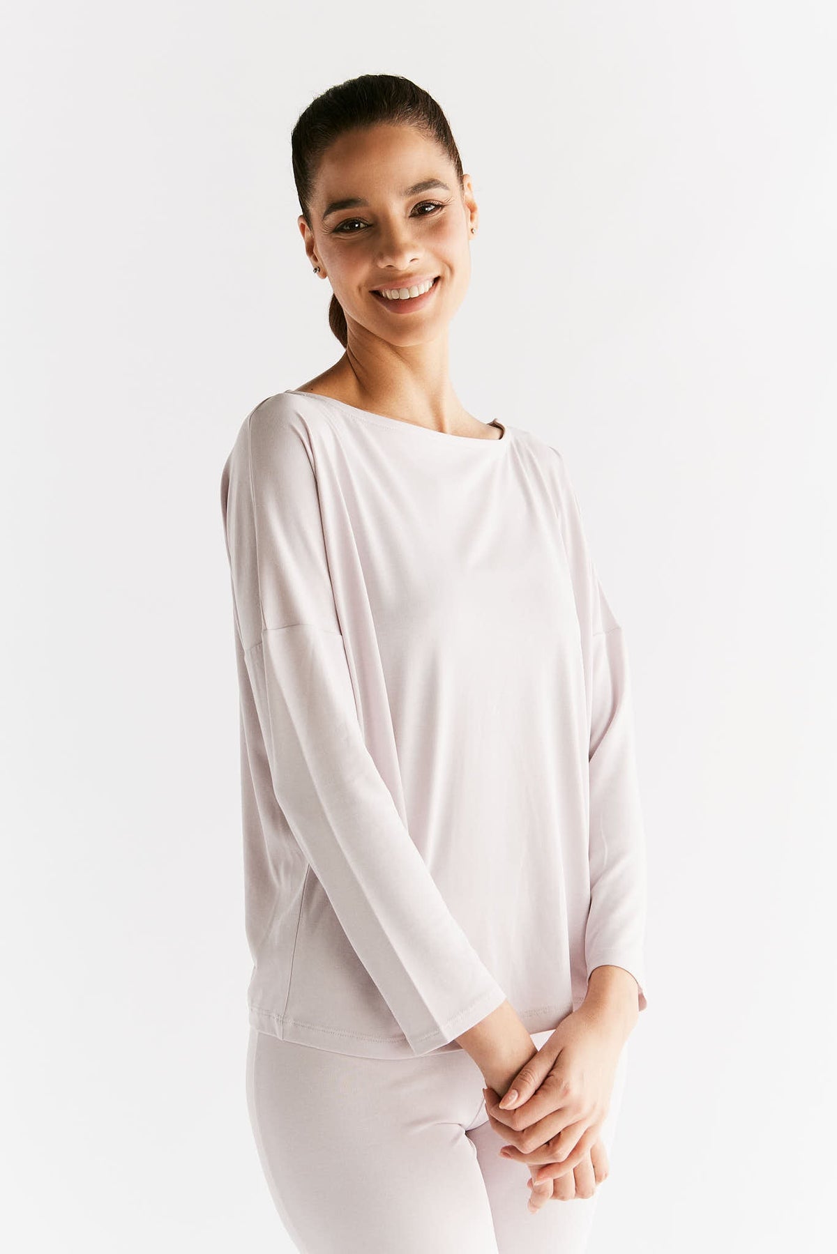 TENCEL™ Active Women's Yoga Long Sleeve Top, Lilac Marble — True North, view 3