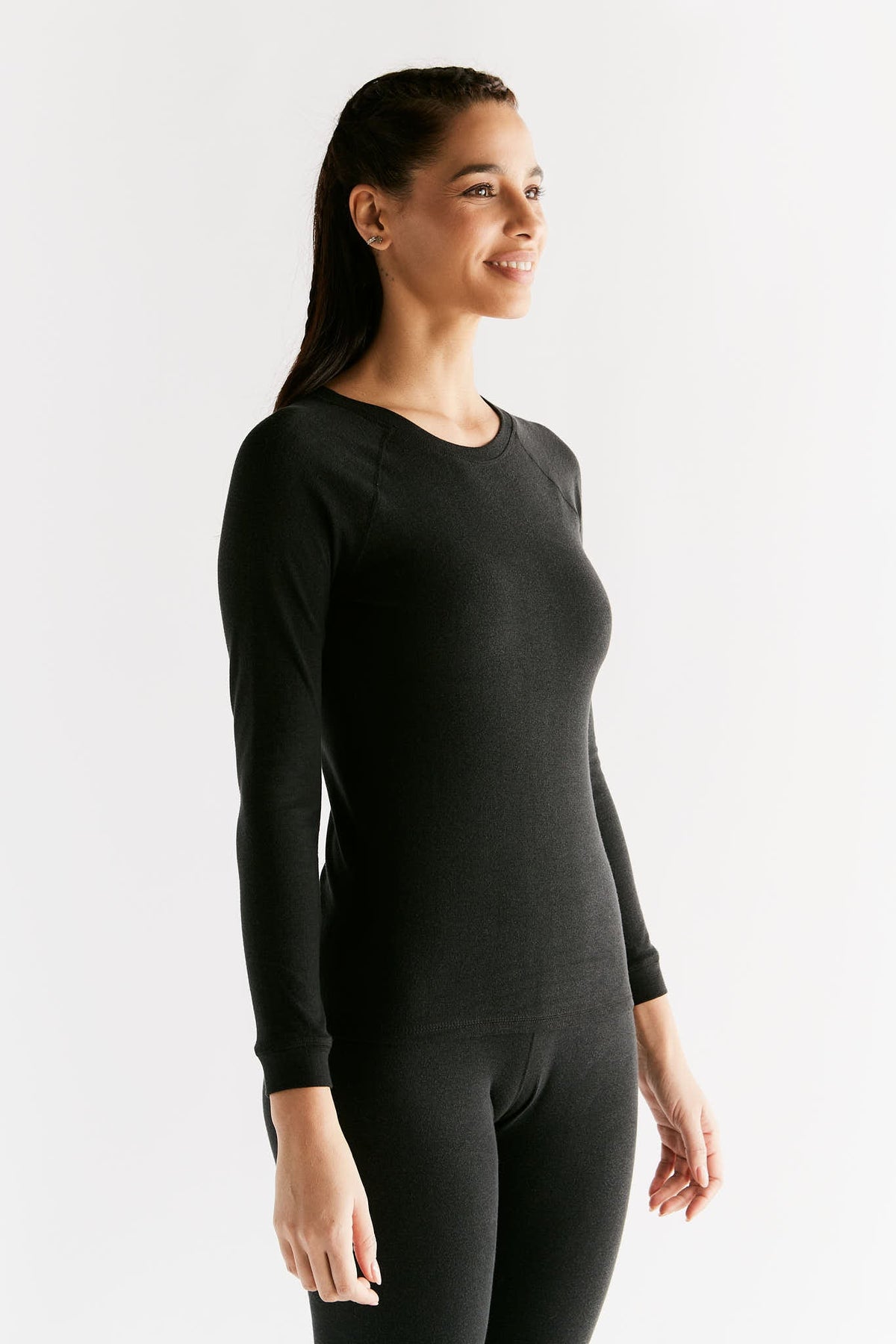 Women's Warm Long Sleeve Top, Black — True North, view 2