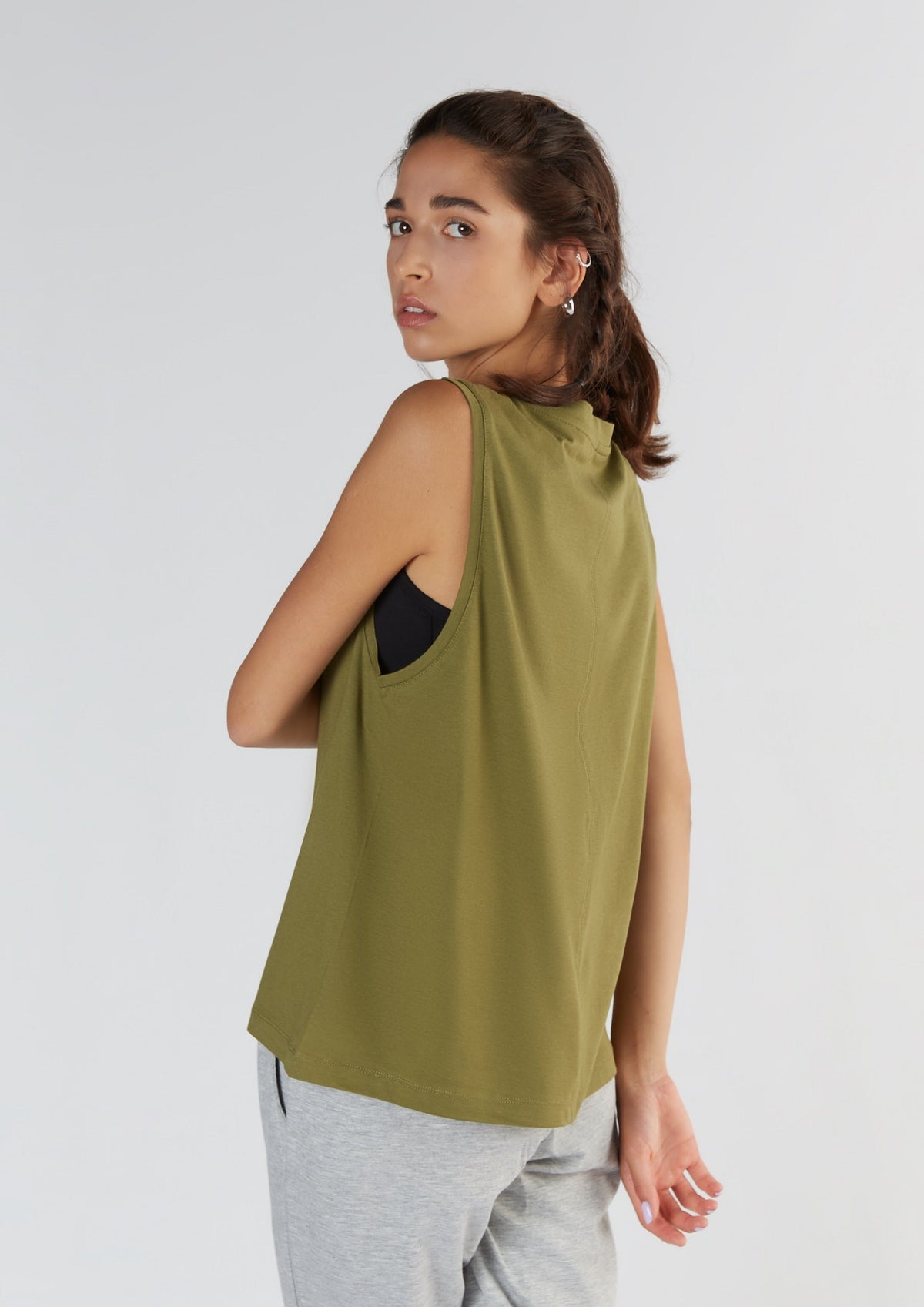 TENCEL™ Active Women's Top High Neck, Olive — True North, view 3