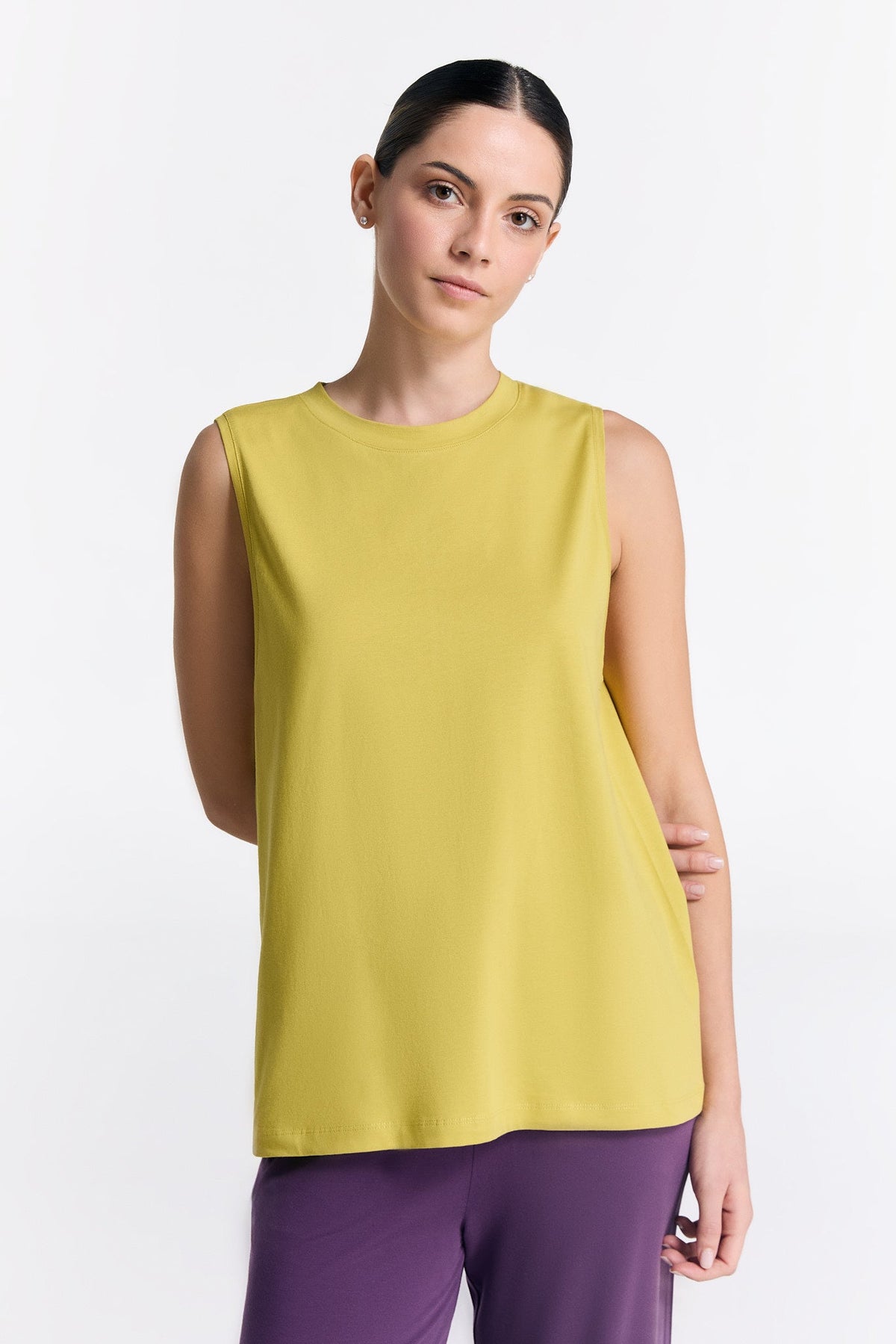 TENCEL™ Active Women's Top High Neck, Lime — True North, view 4