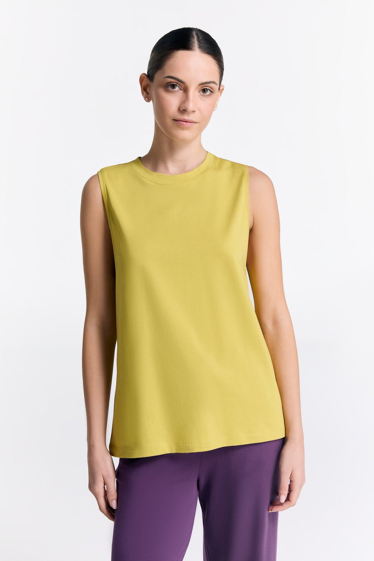 TENCEL™ Active Women's Top High Neck, Lime — True North, view 3