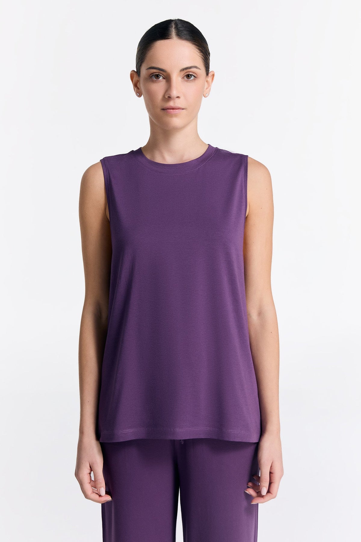 TENCEL™ Active Women's Top High Neck, Wineberry — True North, view 3