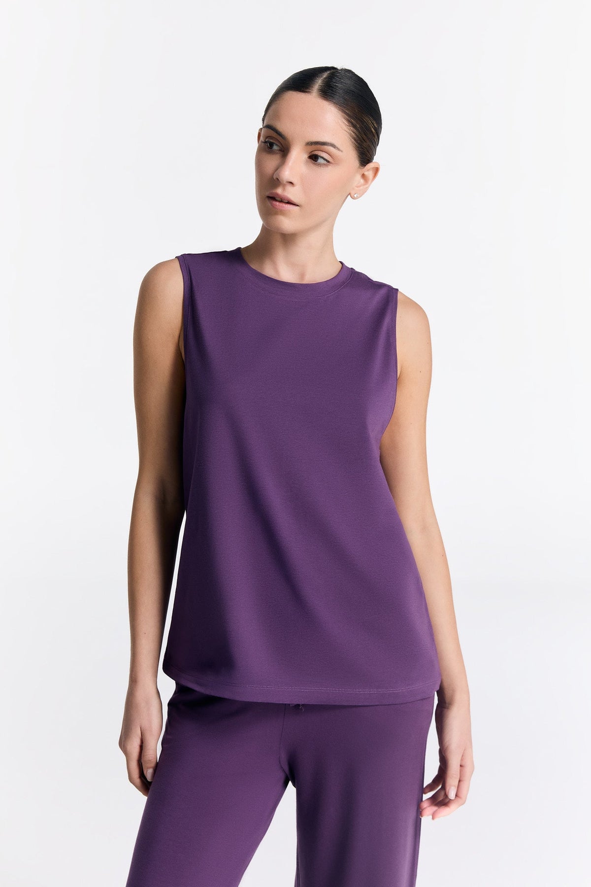 TENCEL™ Active Women's Top High Neck, Wineberry — True North, view 2