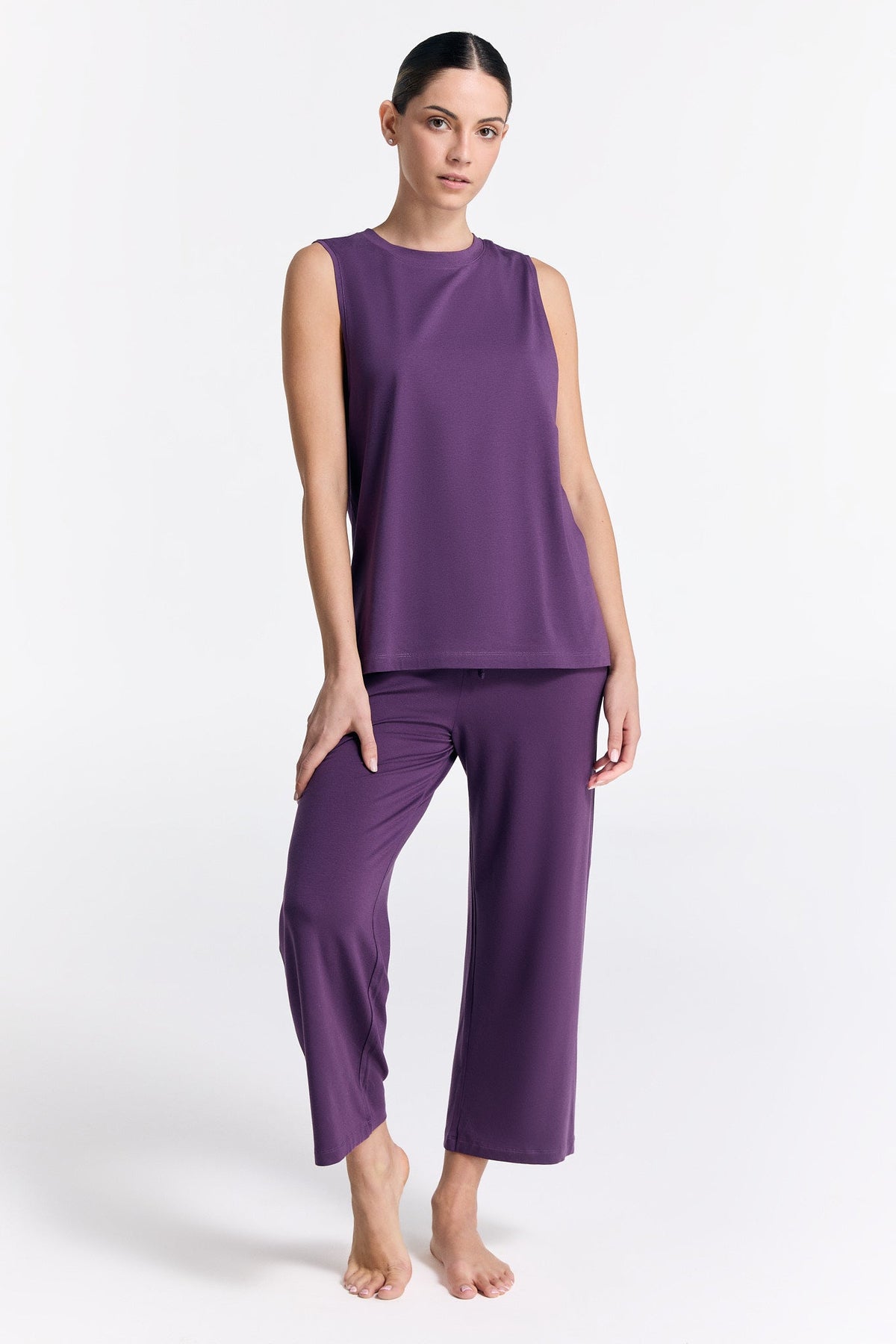 TENCEL™ Women's Wide Leg Trousers, Wineberry — True North, view 5