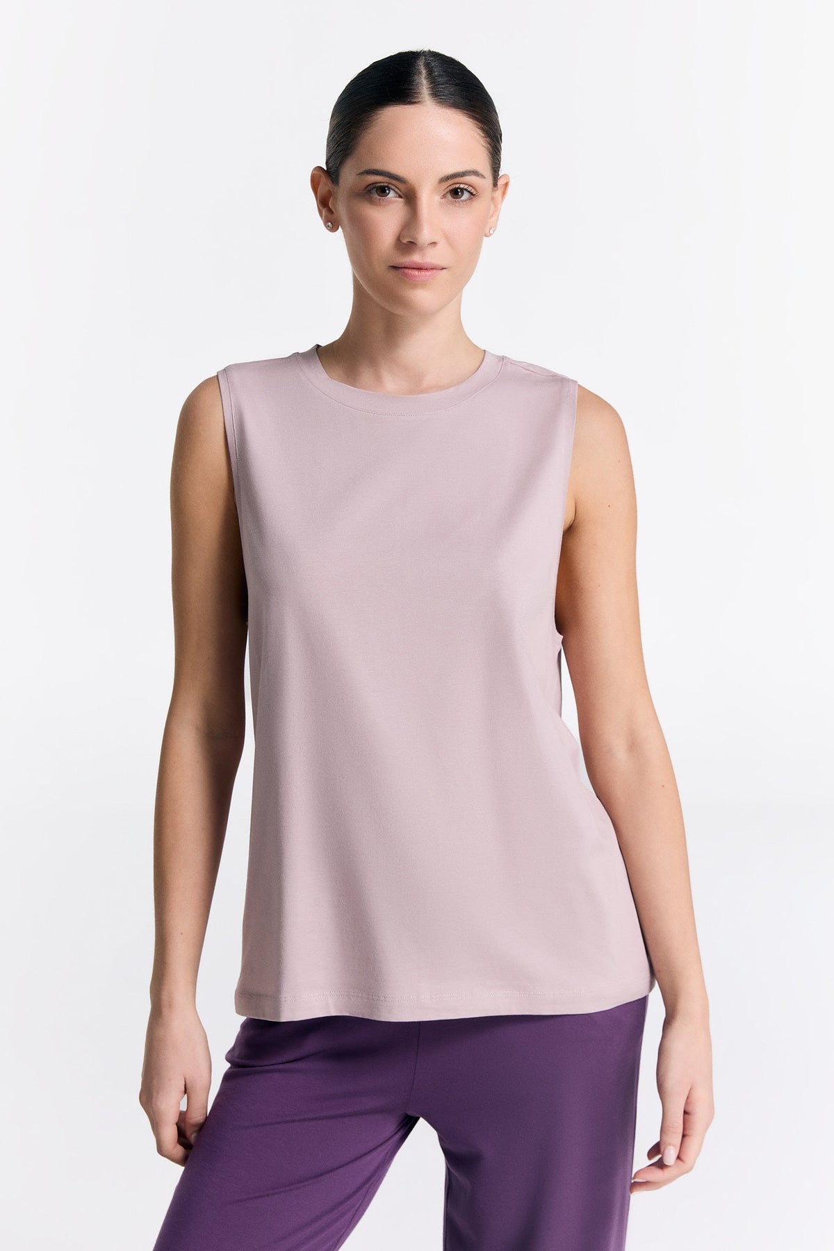 TENCEL™ Active Women's Top High Neck, Rose Smoke — True North, view 2