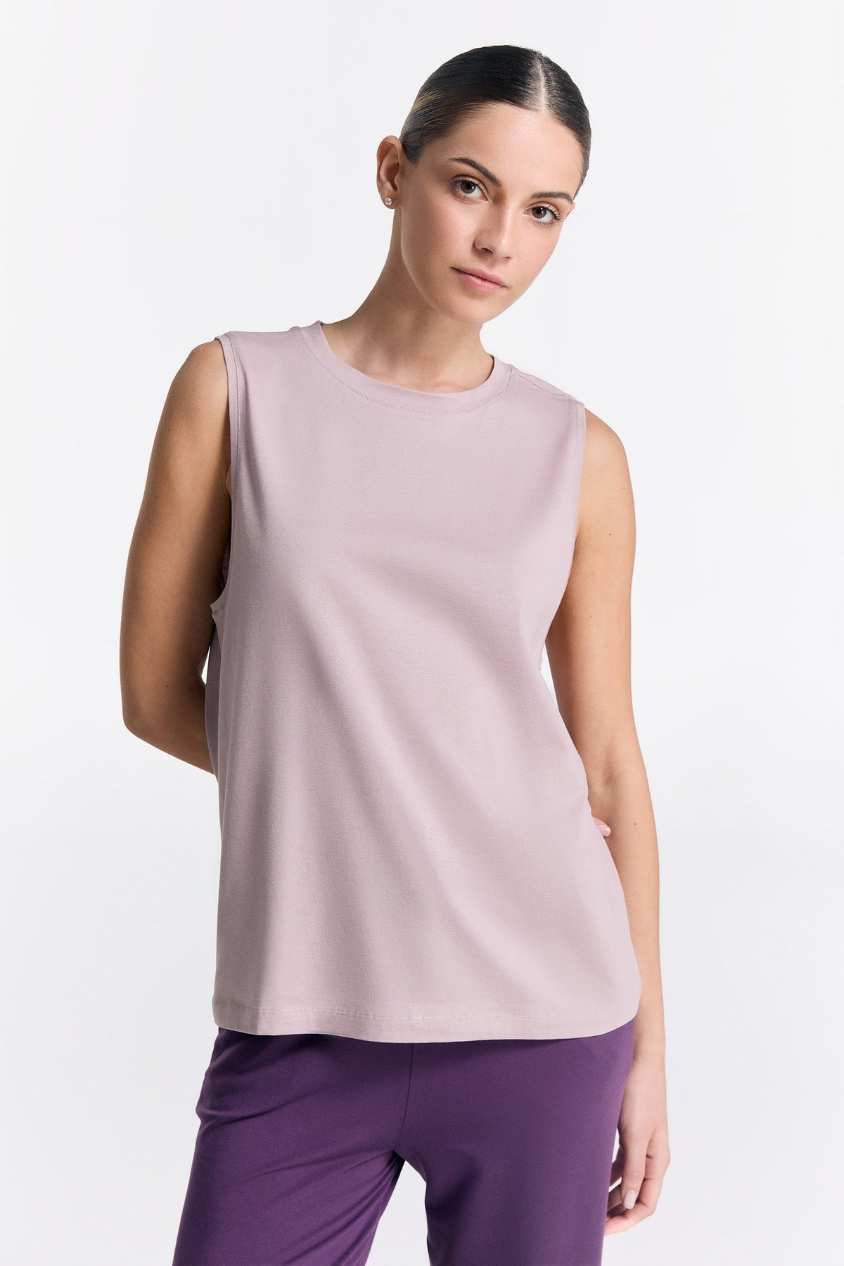 TENCEL™ Active Women's Top High Neck, Rose Smoke — True North, view 3