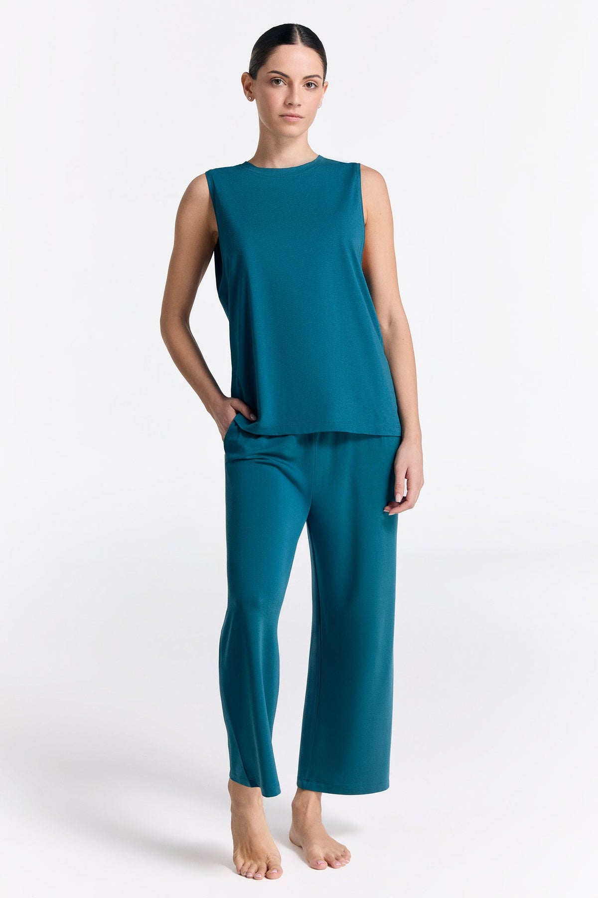 TENCEL™ Women's Wide Leg Trousers, Dragonfly — True North, view 4