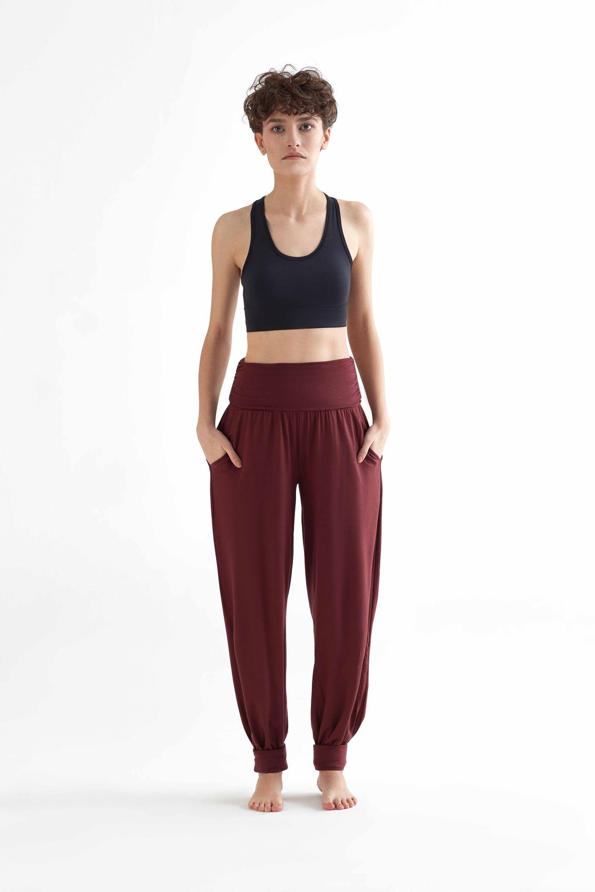 TENCEL™ Women's Yoga Trousers, Burgundy