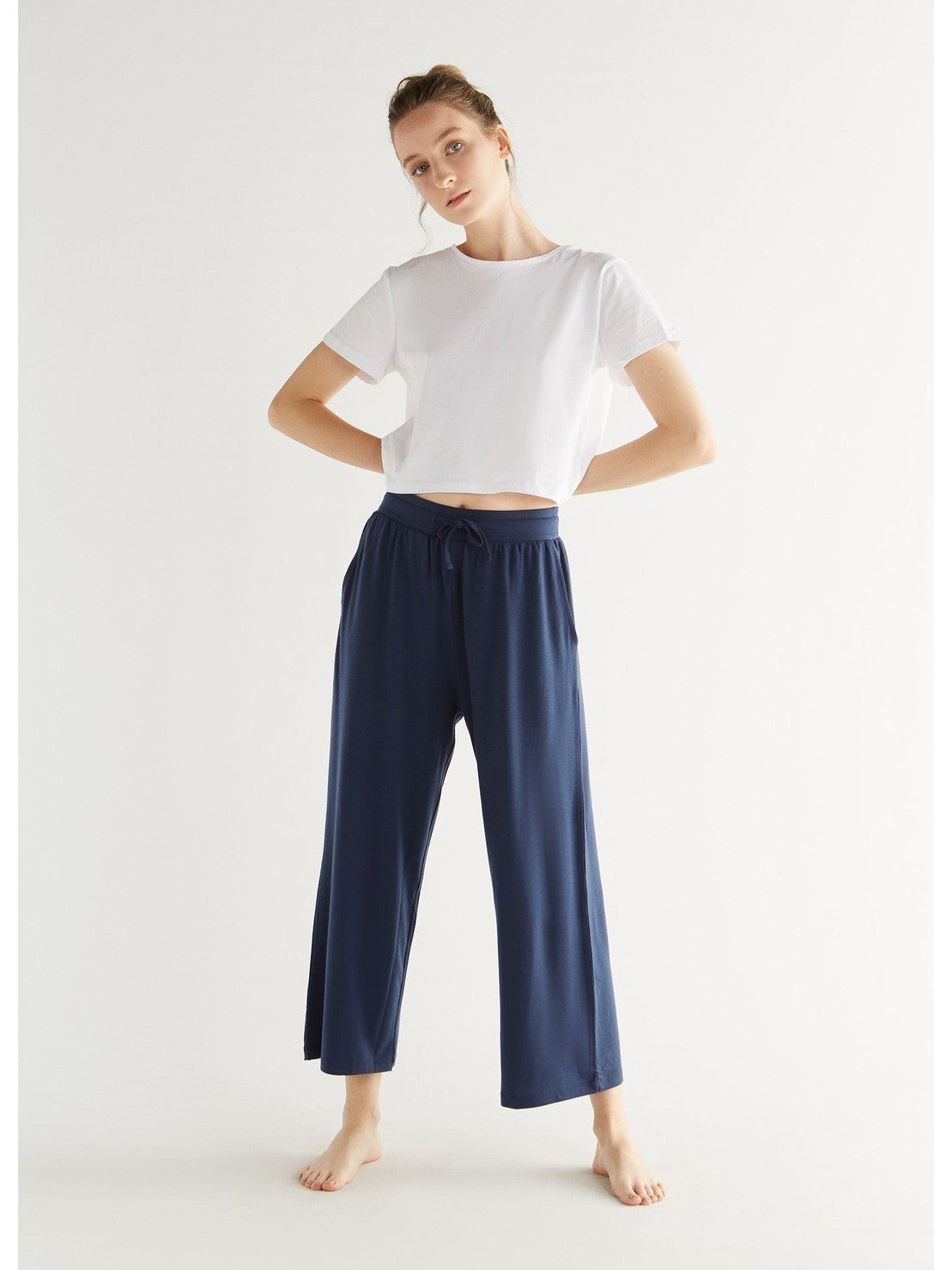 TENCEL™ Women's Wide Leg Trousers, Navy
