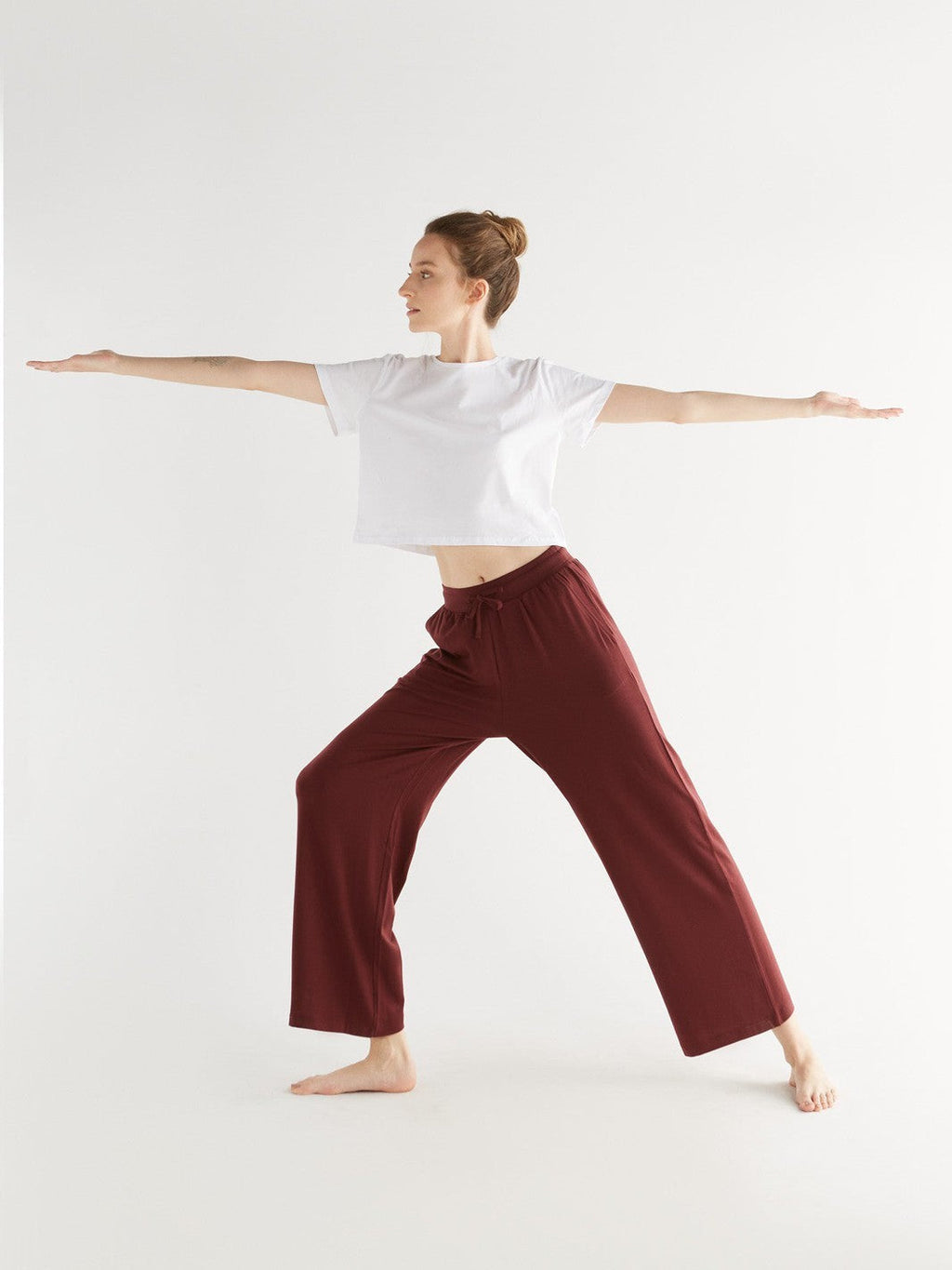 TENCEL™ Women's Wide Leg Trousers, Burgundy