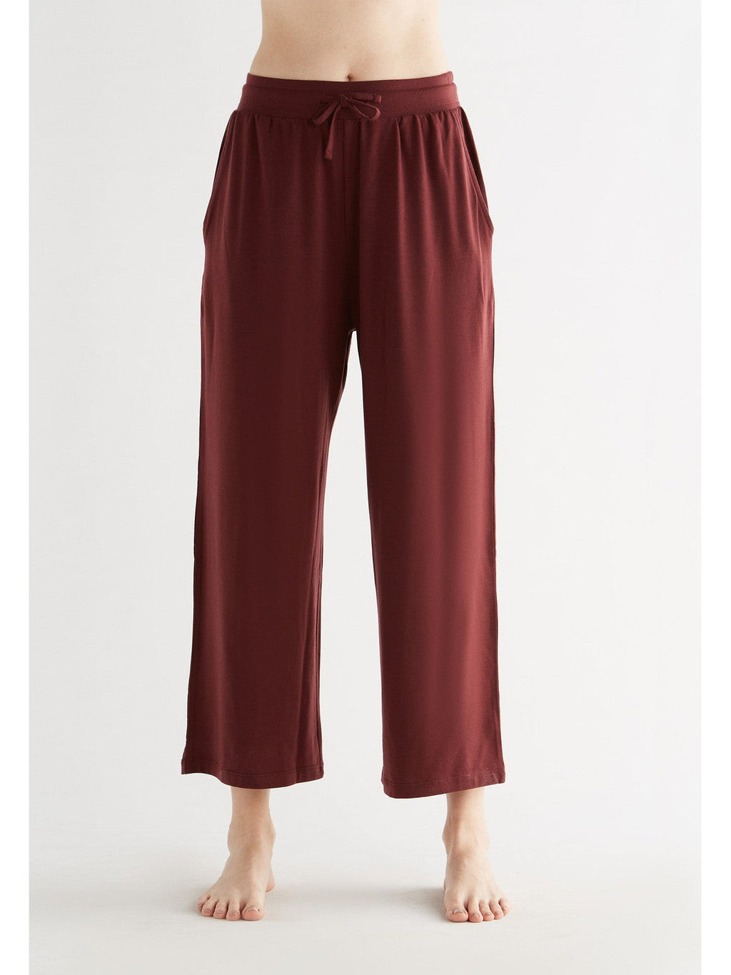 TENCEL™ Women's Wide Leg Trousers, Burgundy