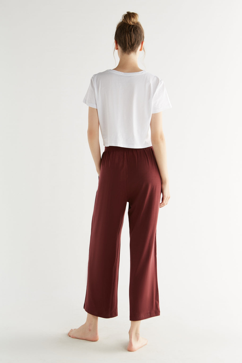 TENCEL™ Women's Wide Leg Trousers, Burgundy