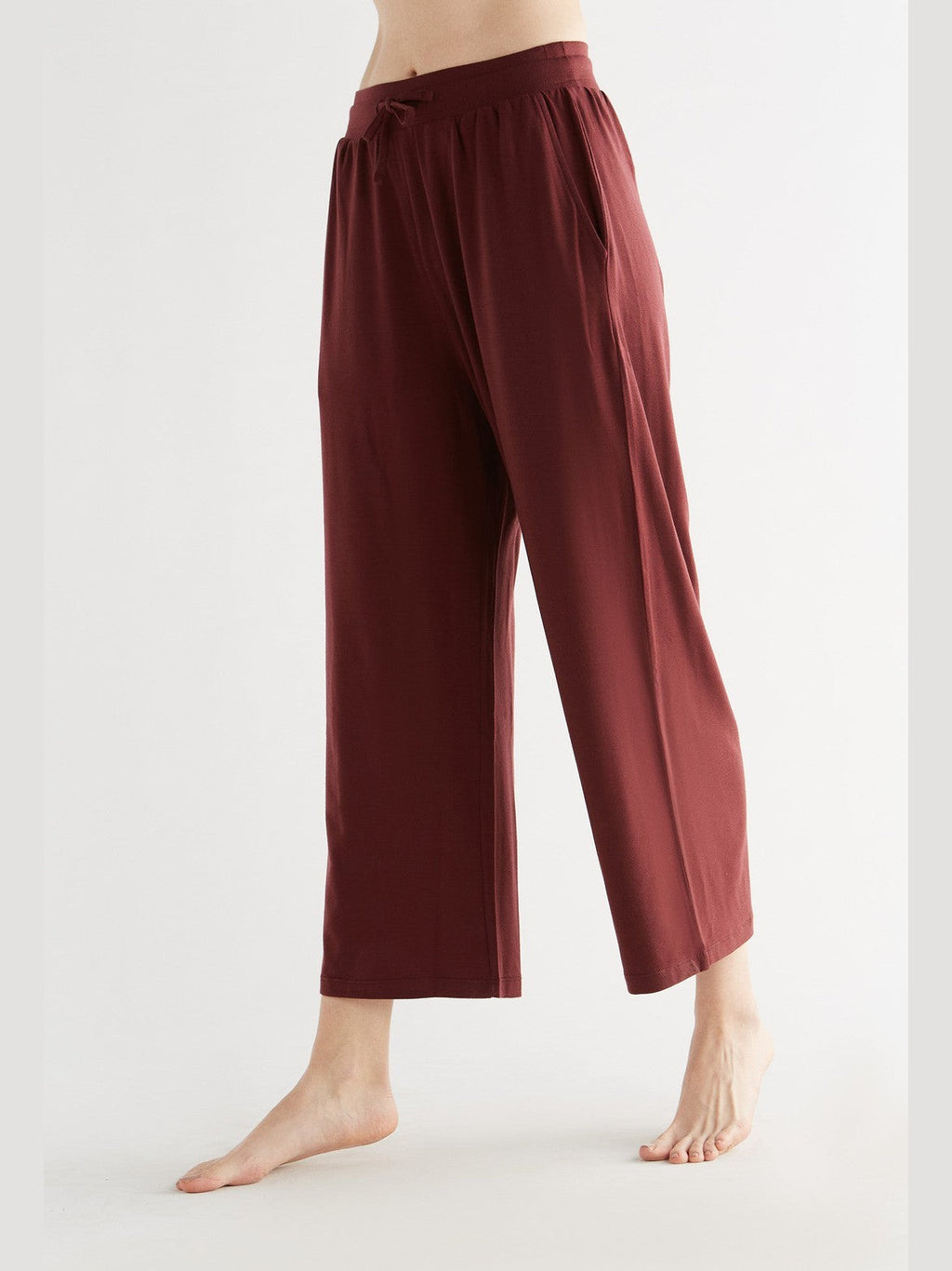 TENCEL™ Women's Wide Leg Trousers, Burgundy