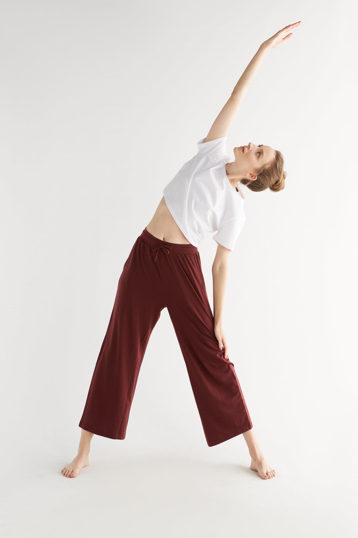 TENCEL™ Women's Wide Leg Trousers, Burgundy