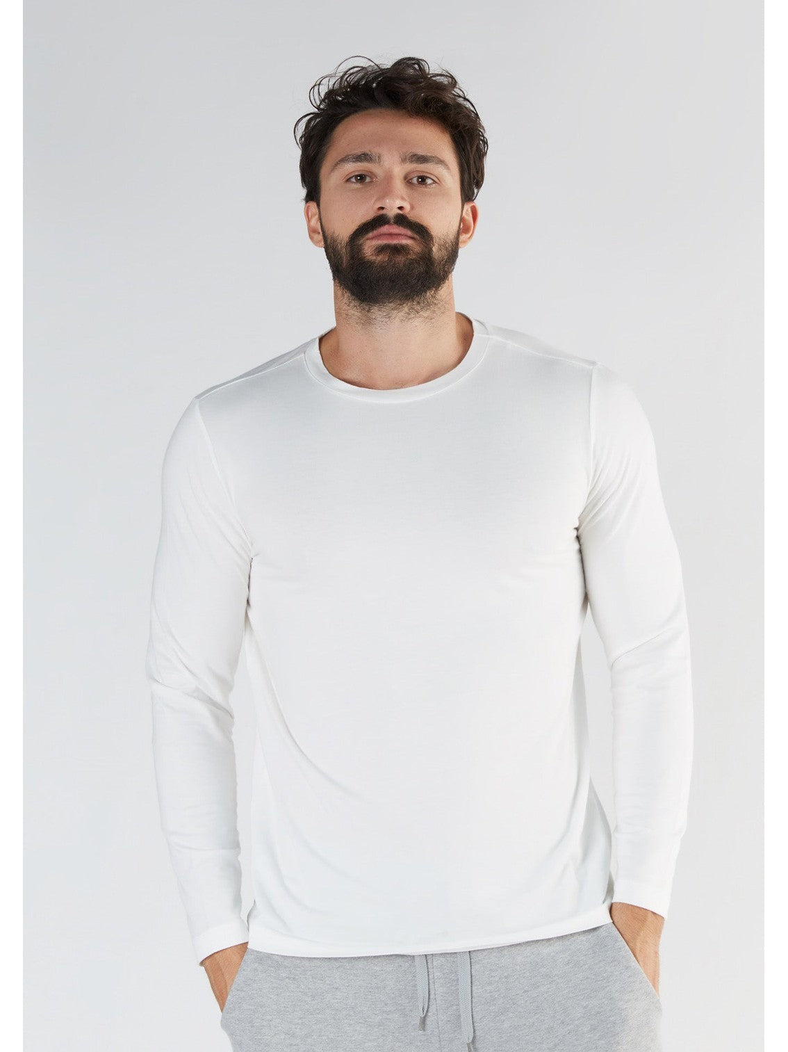 TENCEL™ Active Men's Long Sleeve Top, White — True North, view 4