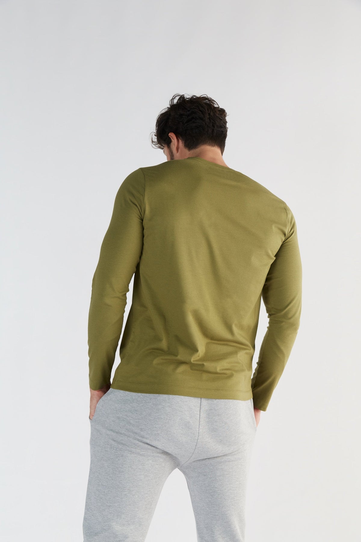 TENCEL™ Active Men's Long Sleeve Top, Olive — True North, view 3