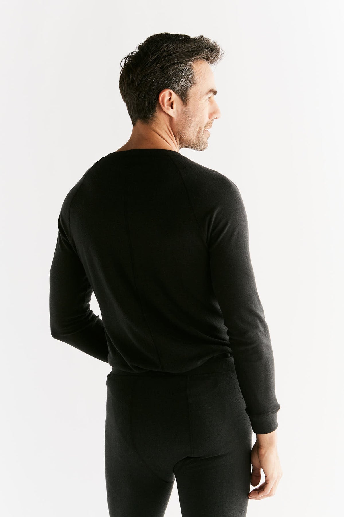 Men's Warm Long Sleeve Top, Black — True North, view 3