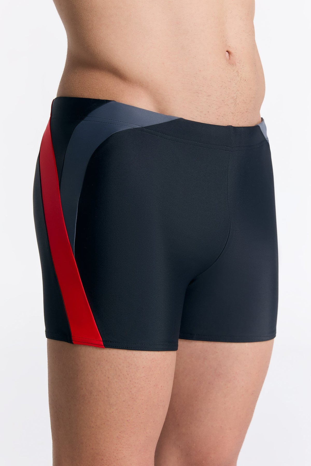 Men's Trunk Swim Shorts – Sustainable, ECONYL ®, Quick Drying, Black - Red