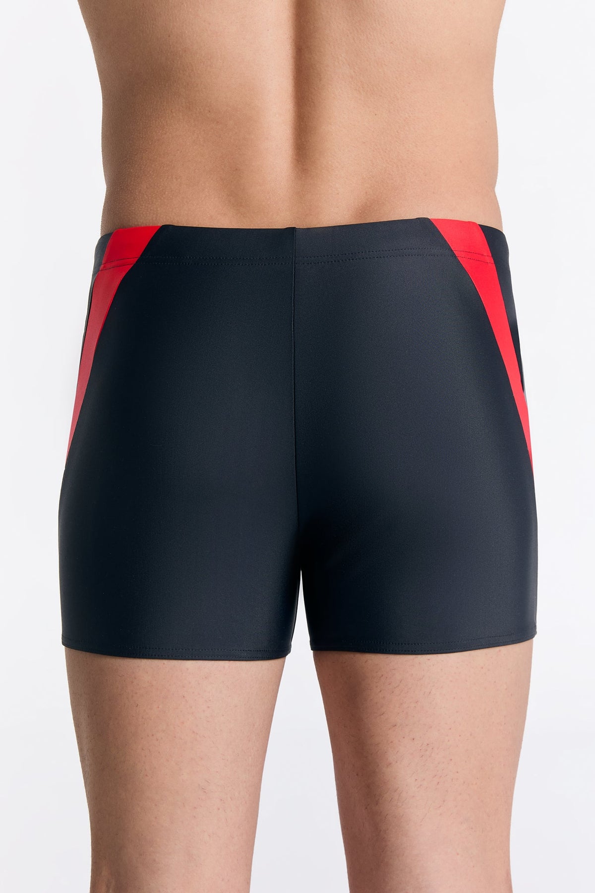 Men's Trunk Swim Shorts – Sustainable, ECONYL ®, Quick Drying, Black-Red — True North, view 4