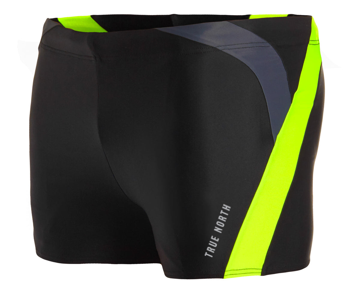 Men's Trunk Swim Shorts – Sustainable, ECONYL ®, Quick Drying, Black-Yellow — True North, view 5