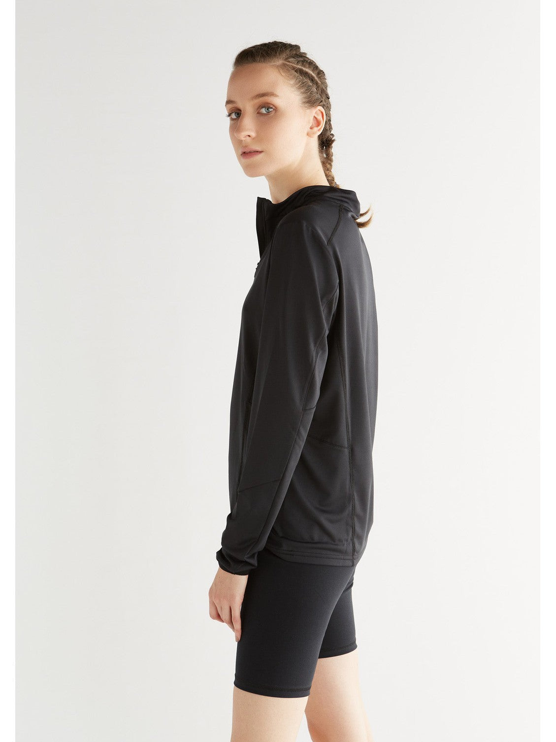 Unisex Long Sleeve - Half Zip, Black