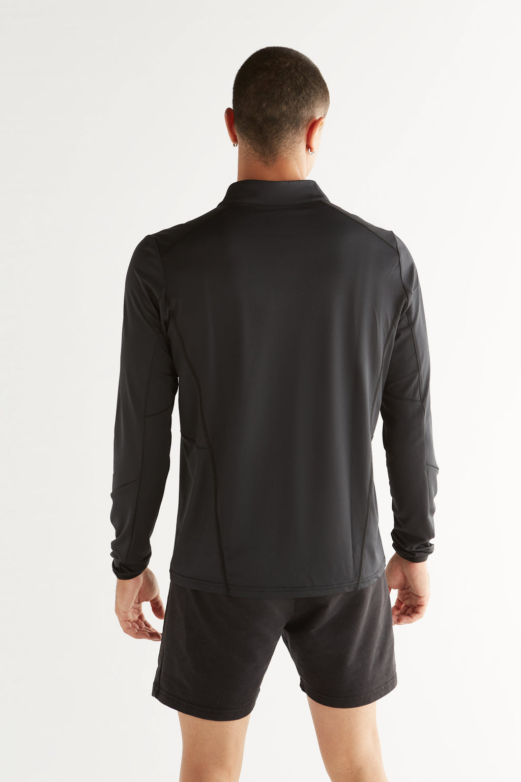 Unisex Long Sleeve - Half Zip, Black